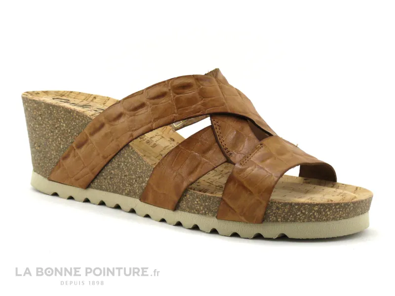 Achat chaussures Carla Tortosa Femme Mule, vente Carla Tortosa 53164 Croco roble - Mule marron talon compense