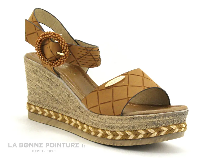 Achat chaussures Dees Shoes Femme Sandale et Nu-pieds, vente Dees Shoes 500-32-260-TUR Camel - Sandale marron - Talon haut compe