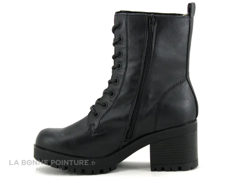 Achat chaussures Dockers Femme Boots, vente Dockers 37CE322 122 Noir Gris - Bottine Femme talon large