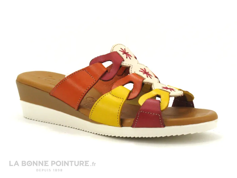 Achat chaussures Jordana Femme Mule, vente Jordana 35 Orange Jaune Rouge - Mule talon compense Femme
