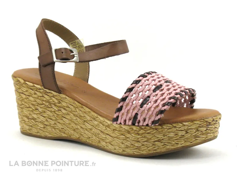 Achat chaussures Jordana Femme Sandale et Nu-pieds, vente Jordana 3672 - Marron Rose - Sandale Femme talon compense