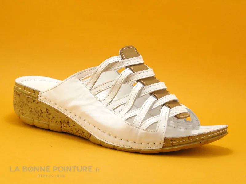Achat chaussures Karyoka Femme Mule, vente Karyoka DADOU Blanc - Mule Femme - Talon compense