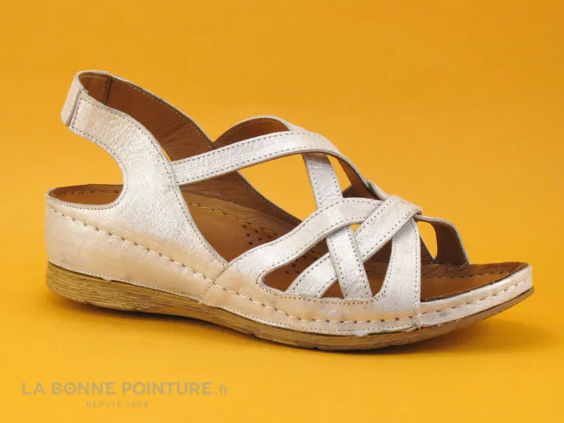 Achat chaussures Karyoka Femme Sandale et Nu-pieds, vente Karyoka PANA Champagne - Sandale Femme beige - Talon compense
