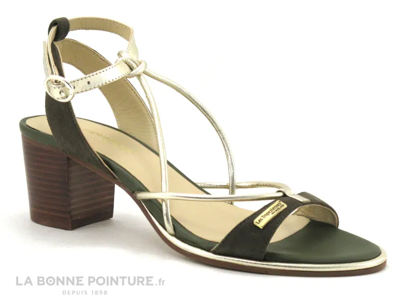 Achat chaussures Les Tropéziennes M.Belarbi Femme Sandale et Nu-pieds, vente Tropeziennes LILONBUC 63578 - Kaki Or - Sandale tal