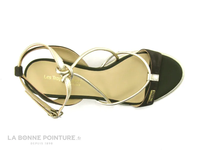 Achat chaussures Les Tropéziennes M.Belarbi Femme Sandale et Nu-pieds, vente Tropeziennes LILONBUC 63578 - Kaki Or - Sandale tal