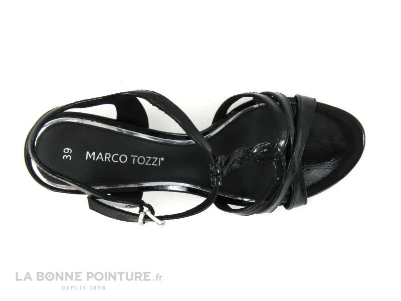 Achat chaussures Marco Tozzi Femme Sandale et Nu-pieds, vente Marco Tozzi 2-28339-28 - Sandale noir verni - Talon haut