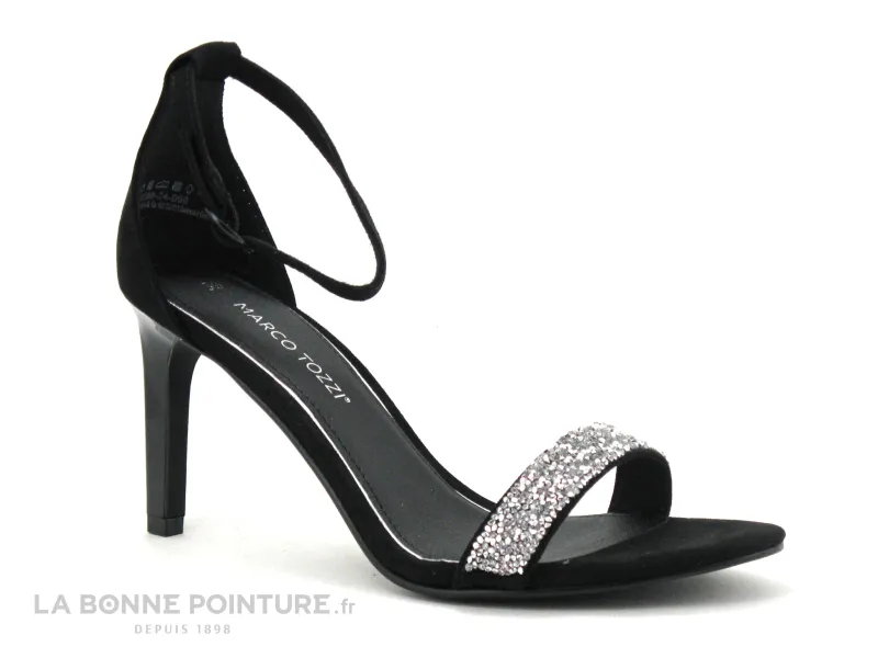Achat chaussures Marco Tozzi Femme Sandale et Nu-pieds, vente Marco Tozzi 2-28368-24 noir strass argent - Sandale talon haut