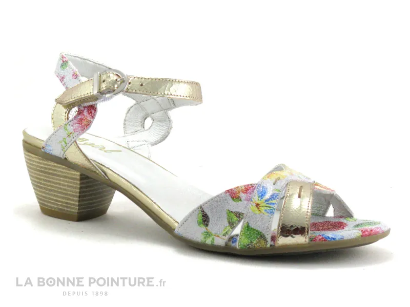 Achat chaussures Pedi Girl Femme Sandale et Nu-pieds, vente Pedi Girl LUXE Blanc - Argent - Fleuri - Nu-pieds talon