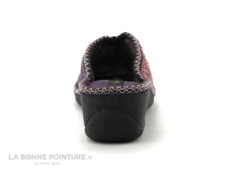 Achat chaussures Semelflex Femme Pantoufle Chausson, vente Semelflex ANGIE Prune - Pantoufle sabot Femme talon compense