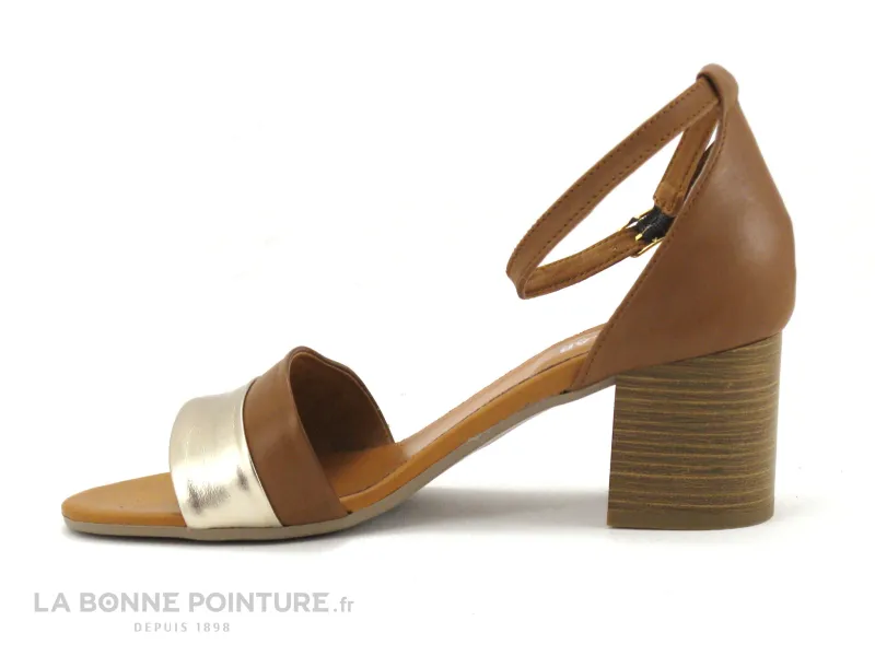 Achat chaussures Shoelab Femme Sandale et Nu-pieds, vente Shoelab LYLIROSE Platine - Marron camel - Sandale talon epais