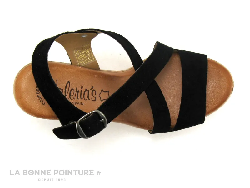 Achat chaussures Valeria's Femme Sandale et Nu-pieds, vente Valerias 5210 - Nu-pieds noir - talon haut et large