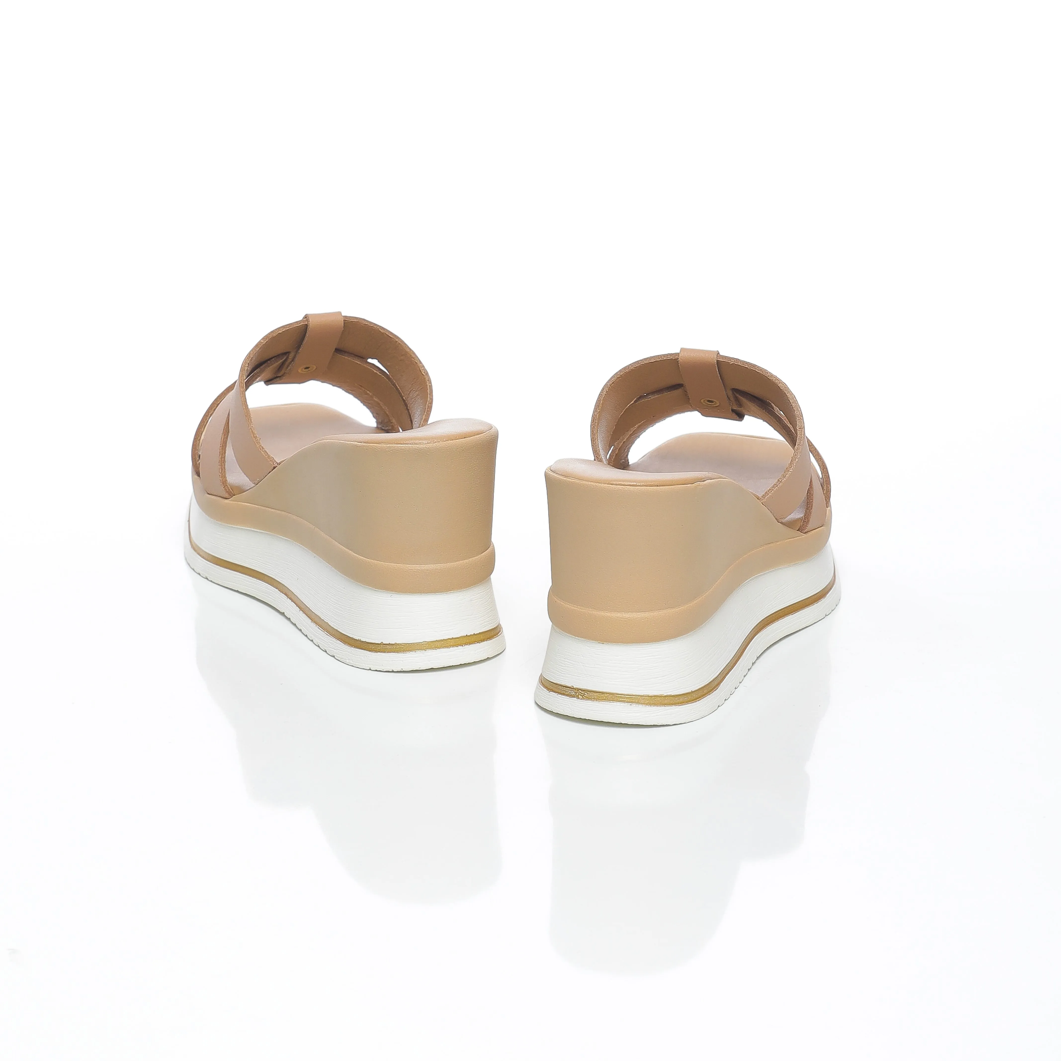 Ariana : Sabots en cuir véritable avec talon compensé pour femme
