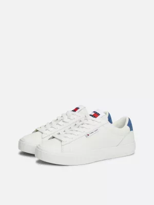 Baskets en cuir talon denim semelle cuvette | Blanc | Tommy Hilfiger