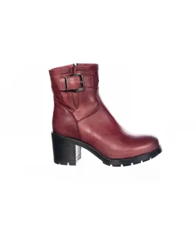 bikers Bottine Cuir Bordeaux à Talon motarde bottine bikers en cuir