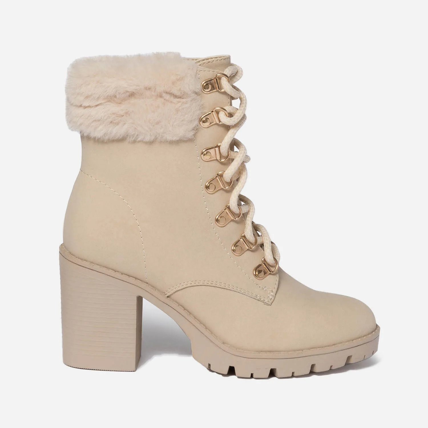 Bottine à talon TEXTO beige esprit montagne - Boots / bottines Femme | ERAM