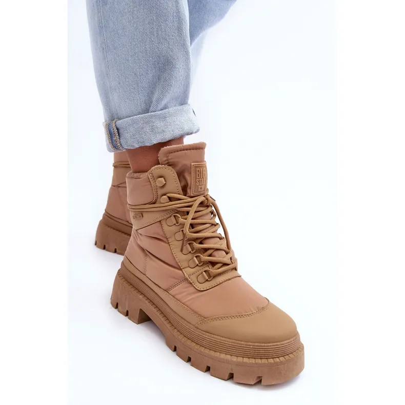 Bottines isolées Trappers pour femmes sur plateforme et talon plat Big Star MM274340 Beige