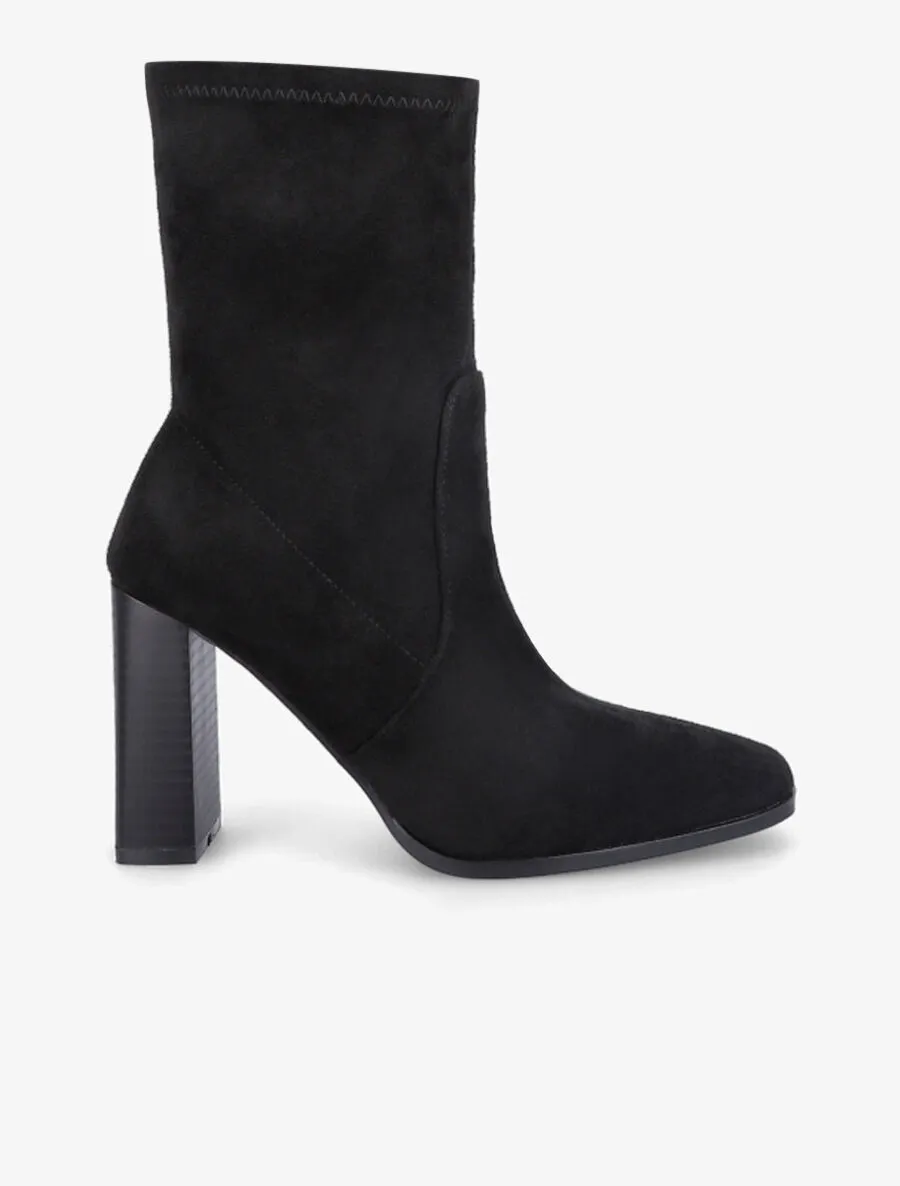 Bottines montantes en suédine à talon haut - Noir