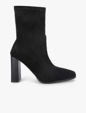 Bottines montantes en suédine à talon haut - Noir