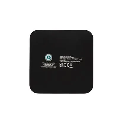 Chargeur sans fil avec ports USB publicitaire en plastique recyclé - 10W - BIRO - Vertlapub