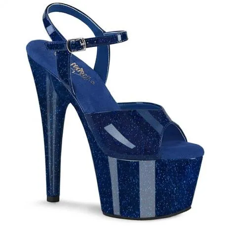 Chaussure pole dance bleue nuit à paillettes talon 18 cm Pleaser