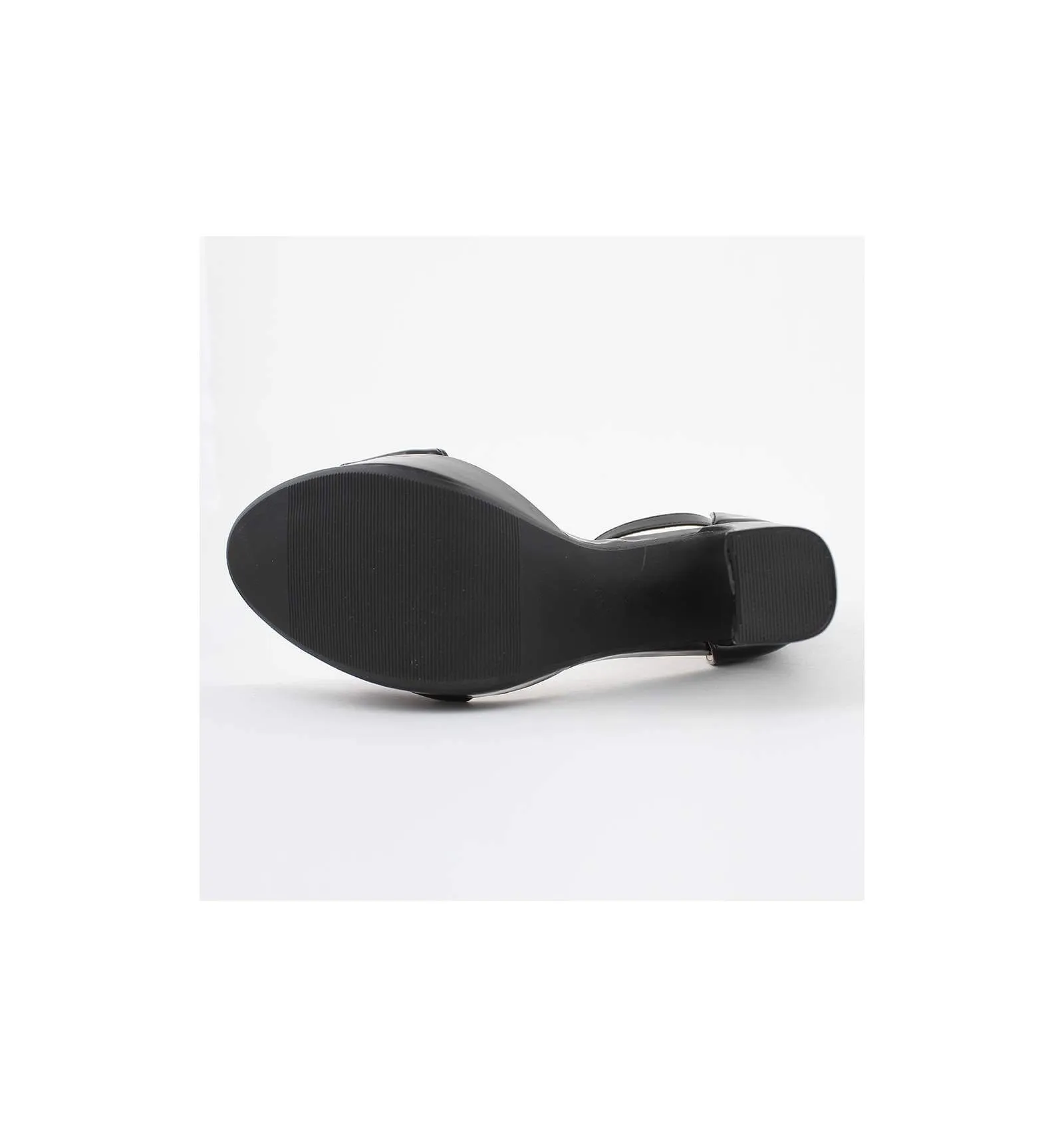 Chaussures noires soirée talon haut cuir brillant bout ouvert REGINA 