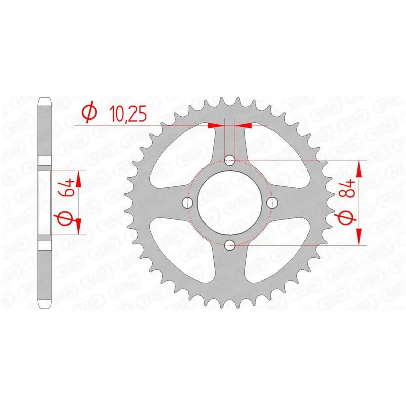 Couronne AFAM 39 dents acier pas 520 type 14310