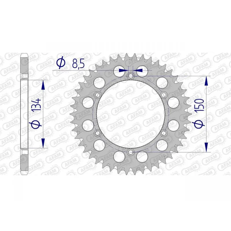 Couronne AFAM 46 dents alu ultra-light anti-boue pas 520 type 17206