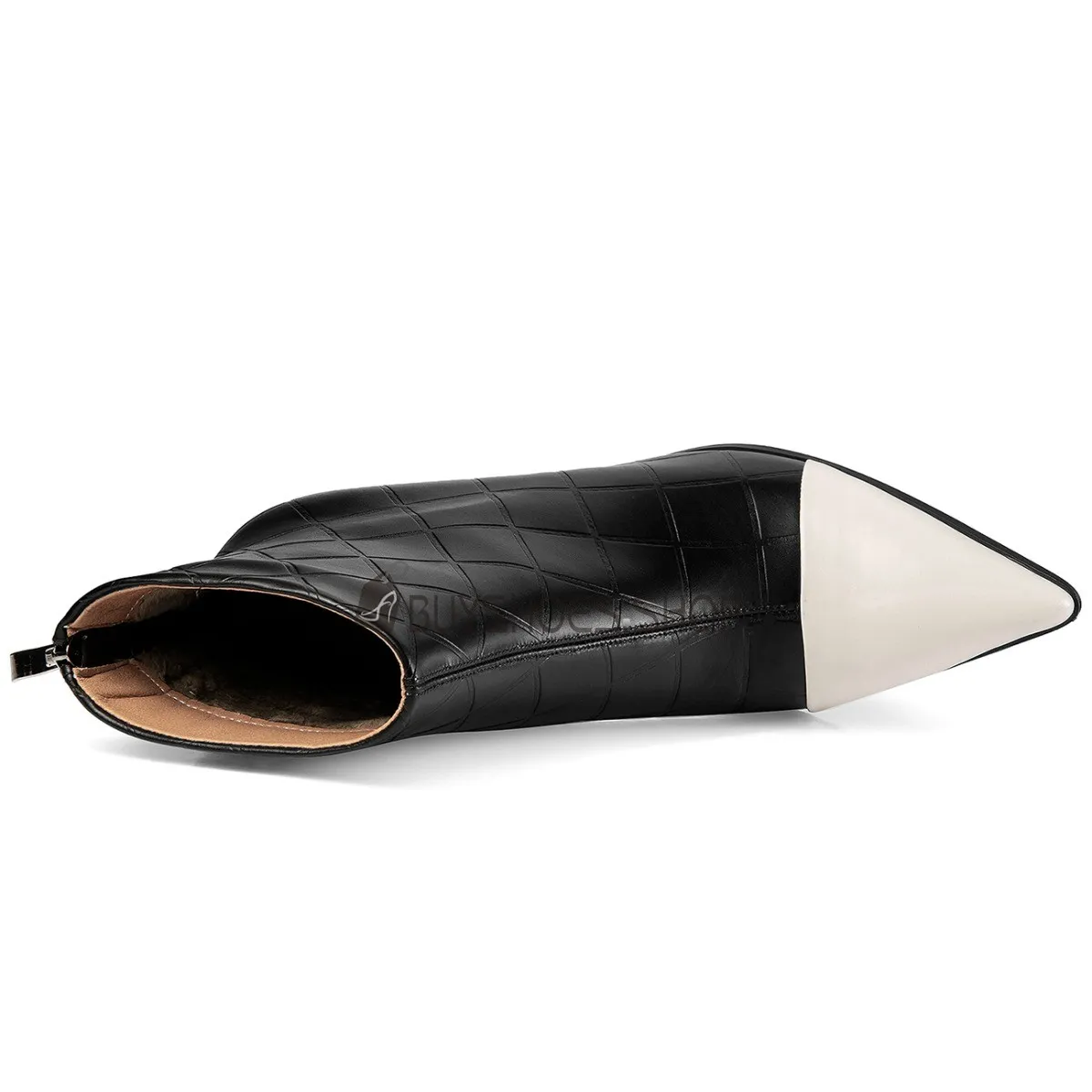 Cuir Élégantes Matelassé A Talon 8 cm Casual Bottine Femme Talons Aiguilles Fourrées