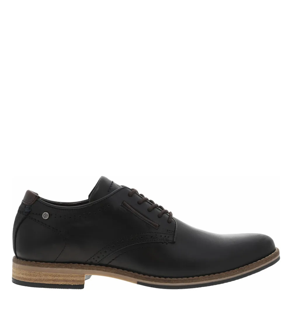 Derbies Bullboxer en cuir patiné noir à talon décroché bas