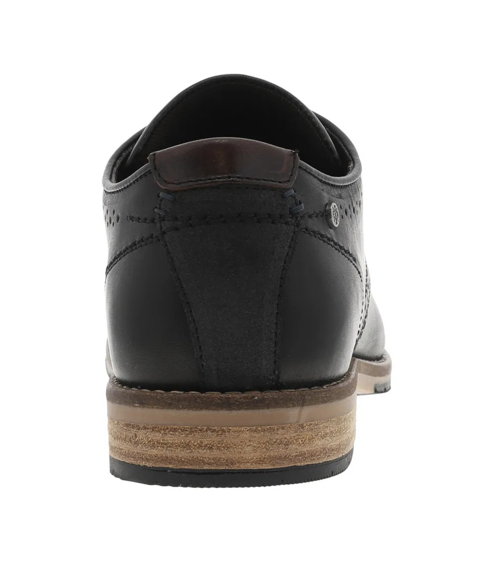 Derbies Bullboxer en cuir patiné noir à talon décroché bas