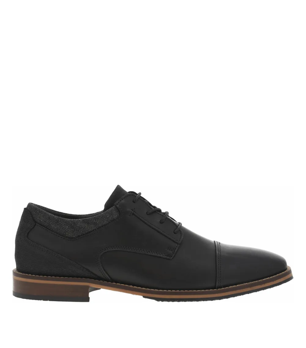 Derbies Bullboxer(H) en cuir noires à talon décroché bas et à lacets ronds bleus