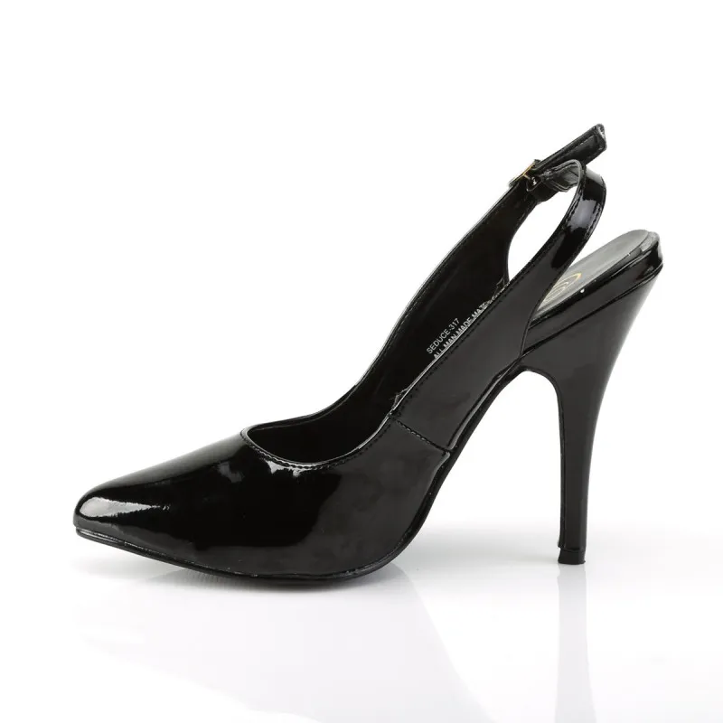 Escarpin bride arrière haut talon noir vernis du 35 au 46