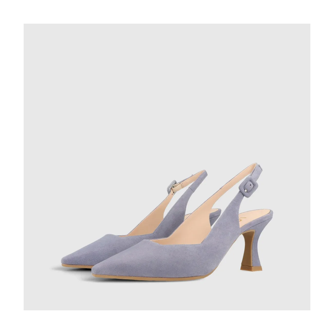 Escarpin talon ouvert Juco en daim bleu ciel | LODI Chaussures pour femme en ligne