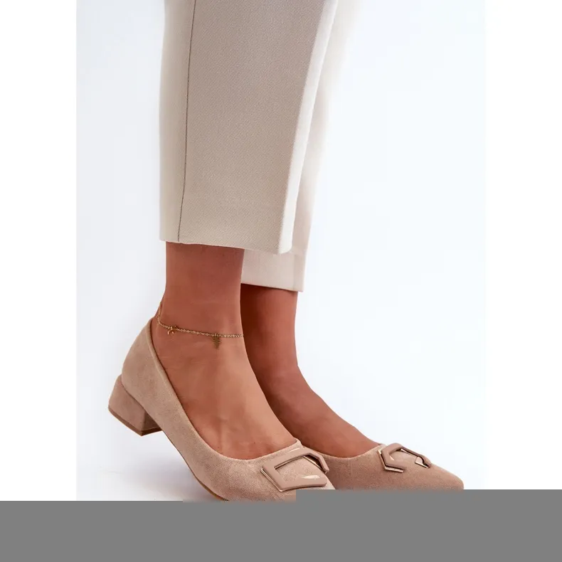 Escarpins à Talon Bas Avec Décoration Eco Daim S.Barski KV27-034 Beige