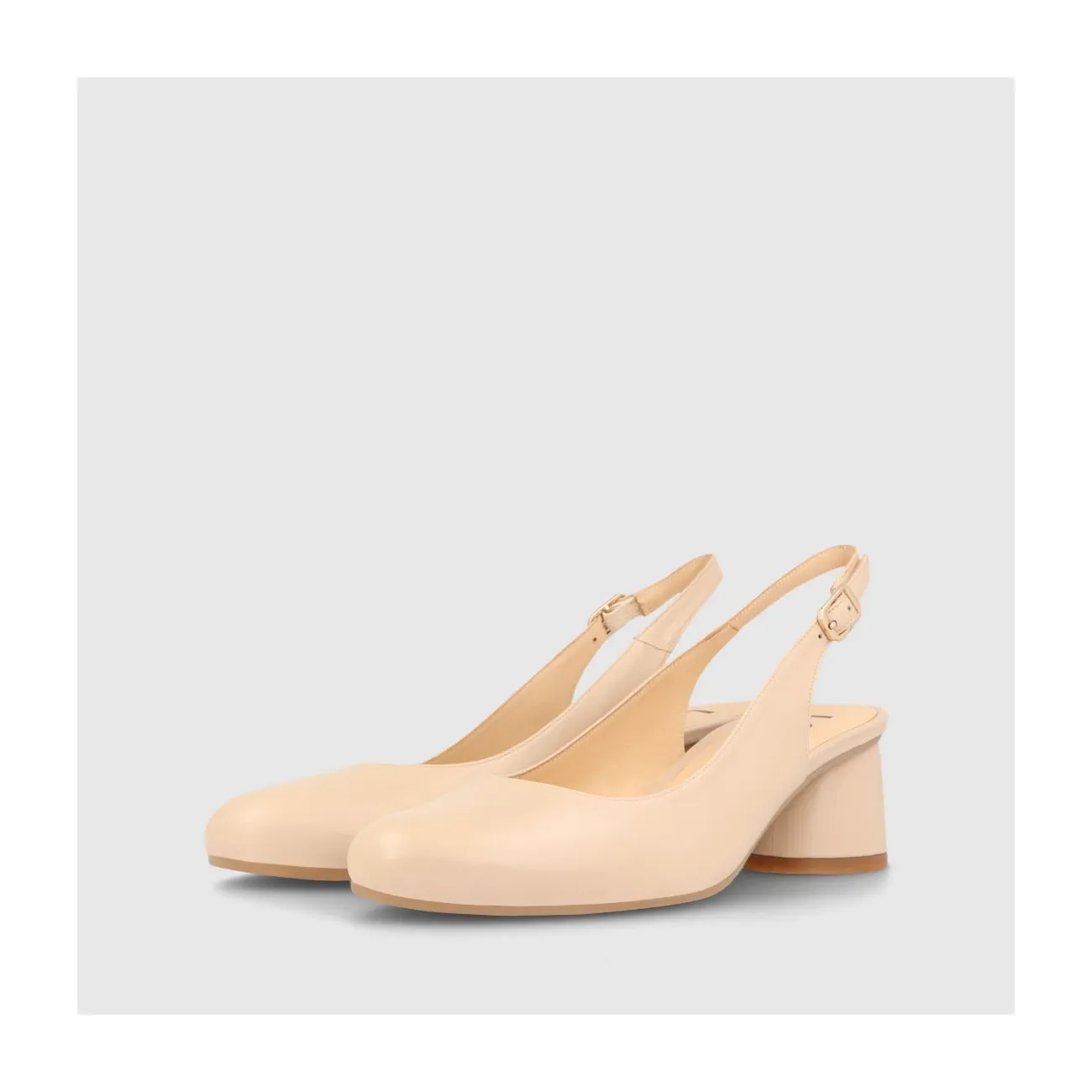 Escarpins à talon ouvert femme en cuir lisse de couleur beige | LODI Chaussures pour femme en ligne.