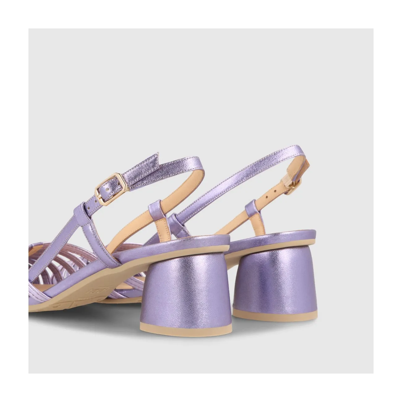 Escarpins à talon ouvert femme en cuir métallisé de couleur lilas | LODI Chaussures pour femme en ligne.