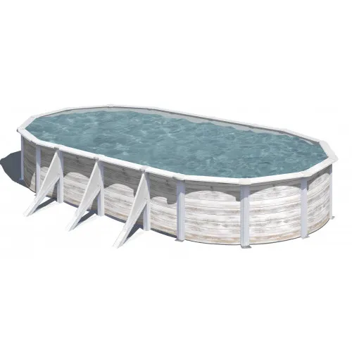 Gre Pools Piscine ovale acier 7,44m x 3,99m x H: 1,22m -  Imitation...