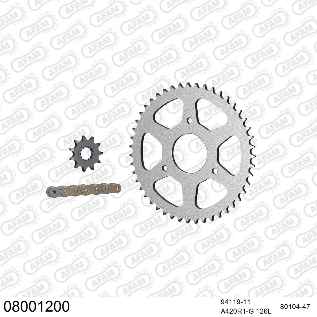 Kit chaine 420 AFAM - Couronne acier - Type de chaine au choix - RIEJU 50 NKD 2004-2010