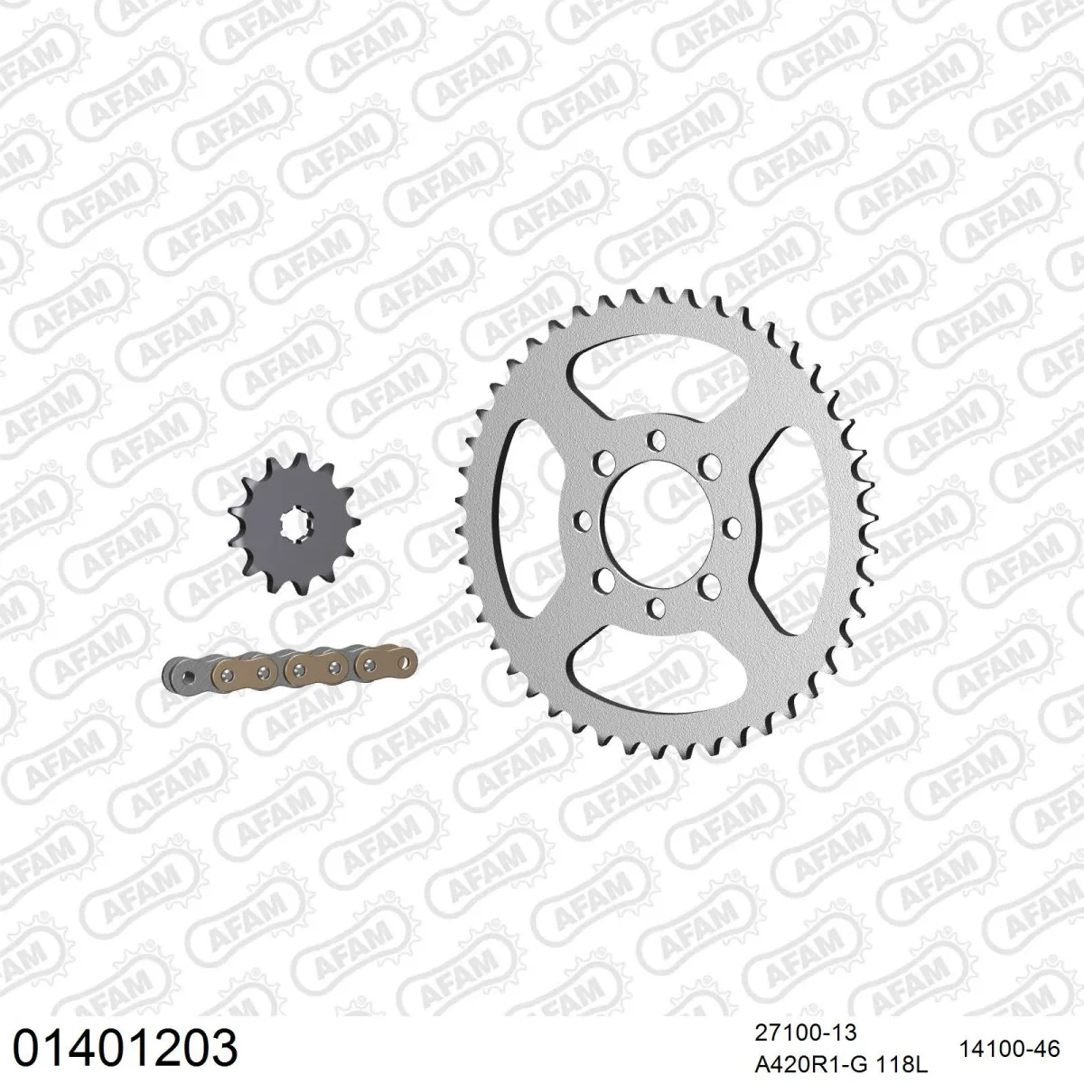 Kit chaine 420 AFAM - Couronne acier - Type de chaine au choix - SUZUKI RG 50 W D 1983