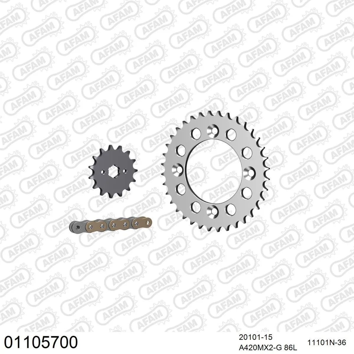 Kit chaine 420 AFAM - Couronne alu anti-boue - Type de chaine au choix - HONDA XR 70 R 1997-1999