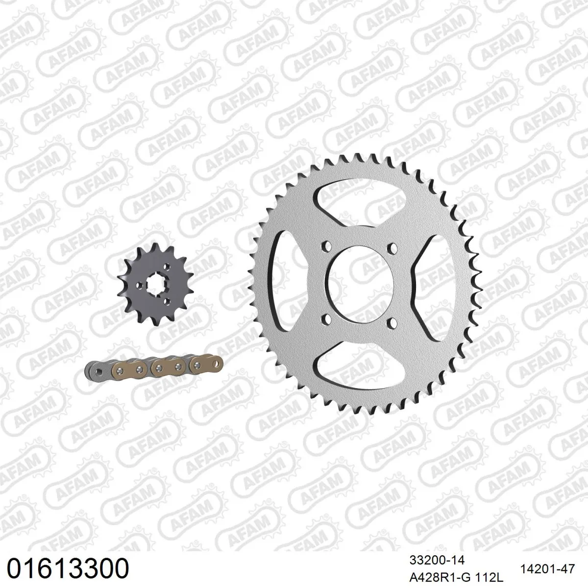 Kit chaine 428 AFAM - Couronne acier - Type de chaine au choix - KAWASAKI KH 125 A1-A4 1977-1982
