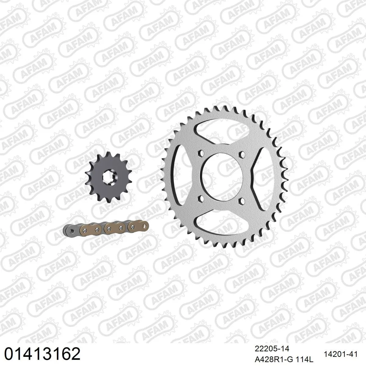 Kit chaine 428 AFAM - Couronne acier - Type de chaine au choix - SUZUKI GN 125 1997-2001