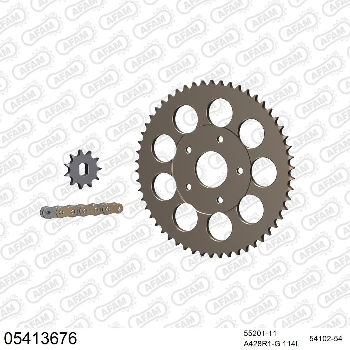 Kit chaine 428 AFAM - Couronne alu anti-boue - Type de chaine au choix - FANTIC 125 TRIAL TX250 1978