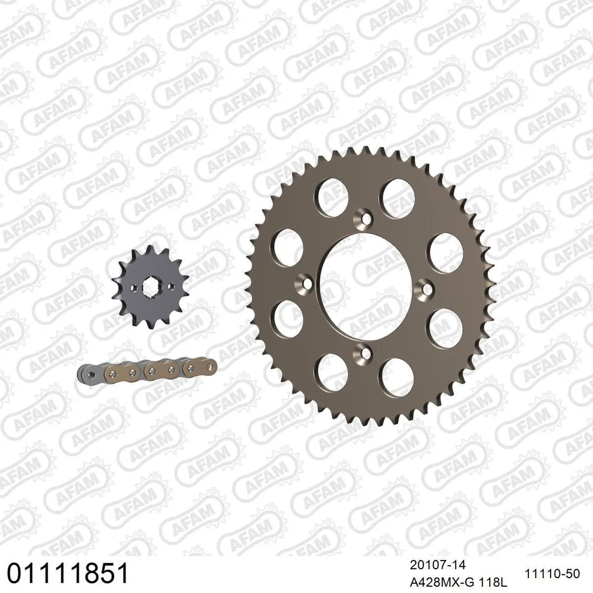 Kit chaine 428 AFAM - Couronne alu anti-boue - Type de chaine au choix - HONDA CRF 100 2004-2013