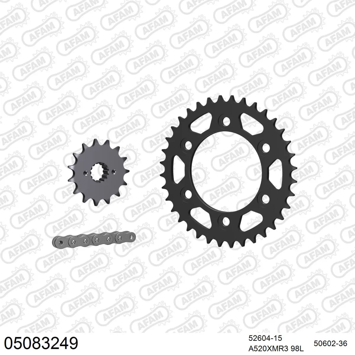 Kit chaine 520 AFAM - Couronne acier - Type de chaine au choix - DUCATI 851 SUPERBIKE SP4 1992