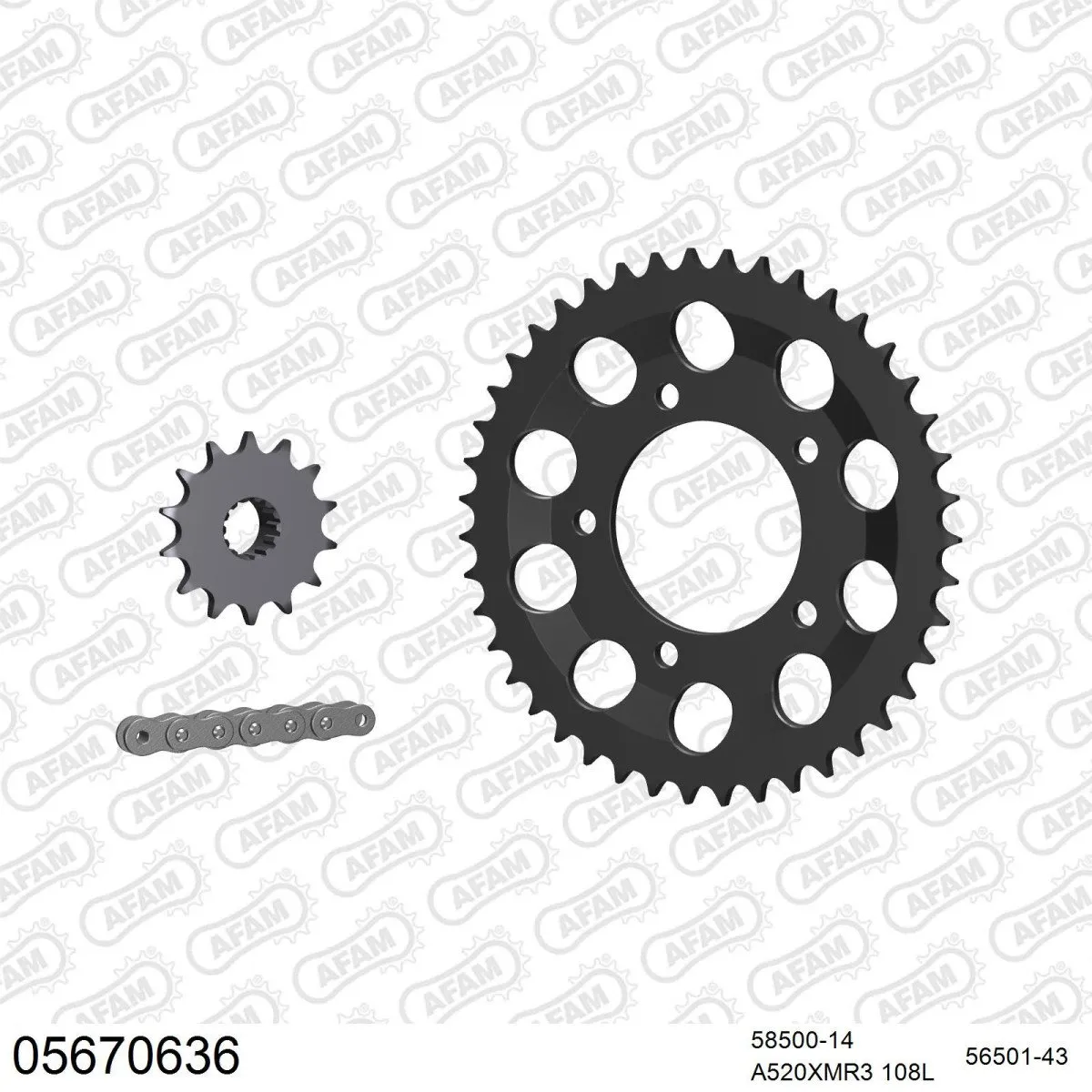 Kit chaine 520 AFAM - Couronne acier - Type de chaine au choix - GILERA 600 NORD WEST 1991-1994