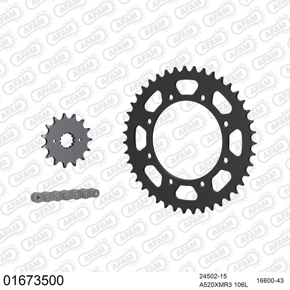Kit chaine 520 AFAM - Couronne acier - Type de chaine au choix - KAWASAKI KLR 650 A1-3 1987-1989