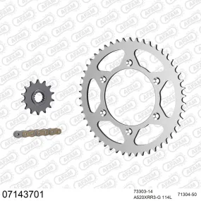 Kit chaine 520 AFAM - Couronne acier - Type de chaine au choix - KTM 400 LC4 1994-2000