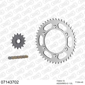 Kit chaine 520 AFAM - Couronne acier - Type de chaine au choix - KTM 400 LC4-E 1997-2001