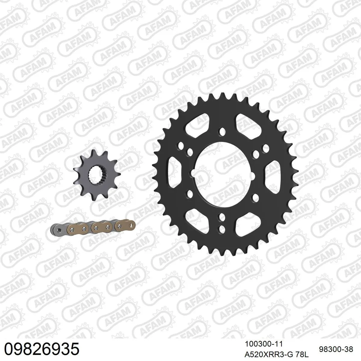 Kit chaine 520 AFAM - Couronne acier - Type de chaine au choix - POLARIS 250 TRAIL BLAZER 2000-2001